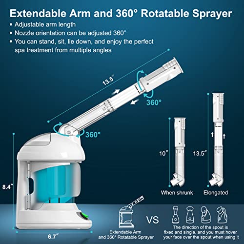 DENFANY Hair Steamer, 2 in 1 Hair and Face Steamer for Natural Hair with UV Ozone, Face Steamer Hair Humidifier Moisturising Hydration System Sprayer for Personal Care Use at Home and Salon