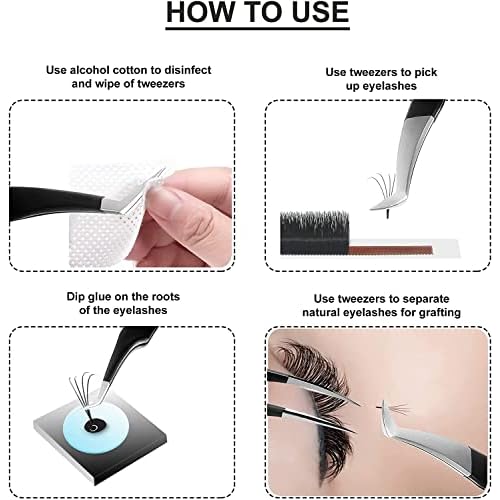 SIVOTE Eyelash Extension Tweezers for Classic & Volume Lashes, 5-Pack, Black