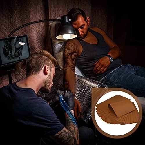Frienda 20 Pcs 8.7'' X 5.7'' Fake Tattoo Skin, 1.5 mm Double Sides Blank Tattoo Practice Skin Sheet for Microblading Eyebrow Beginners Experienced Artist, Brown