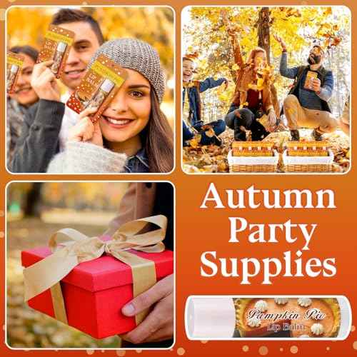 25 Pcs Halloween Fall Pumpkin Pie Flavor Lip Balms Bulk Fall Autumn Halloween Thanksgiving Pumpkin Party Favors Christmas Thank You Appreciation Gifts Stocking Stuffers for Women Employee