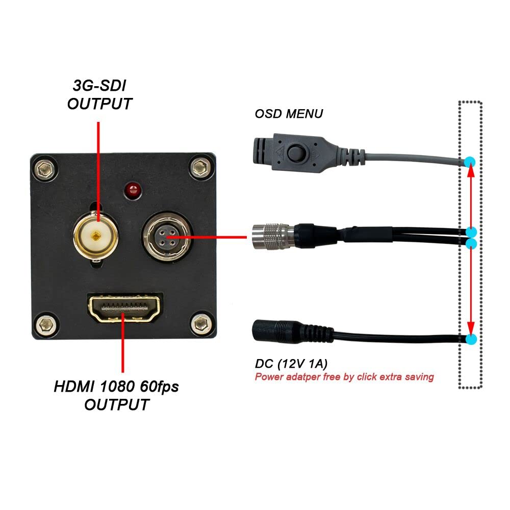 3G-SDI & HDMI Simultaneous Output 1080@60/50/30/25P,1080@60/50i HD Digital Camera,1/2" CMOS Sensor Manual Lens Live Broadcast Power Adapter SDI Cable Free Click Extra Saving Below (Lens 6-12mm)