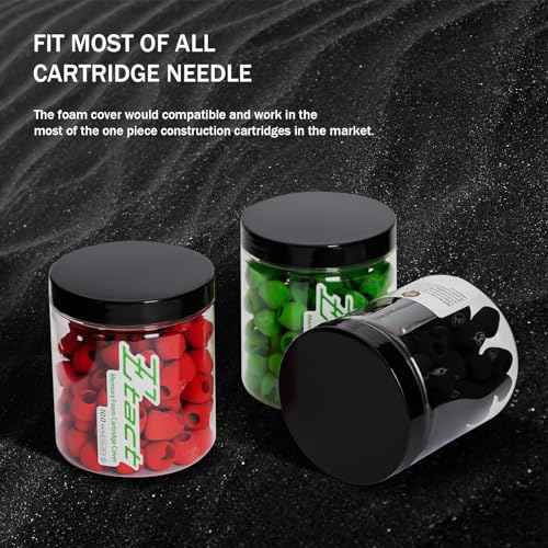 EZ Tattoo Cartridge Needles Foam Cover - 100Pcs Comfortable Memory Foam Cover with Tattoo Needles Cartridge for Reducing Finger Fatigue Tattoo Supply (Black)