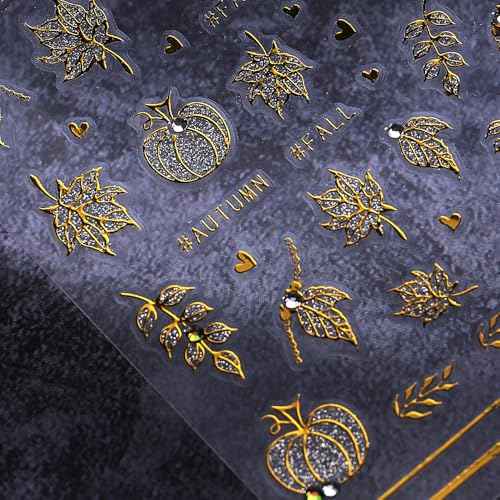 3 Sheets Fall Nail Stickers for Nail Art Cute Pumpkin Nail Decals Autumn Maple Leaf Nail Art Stickers 5D Self-Adhesive Glitter Thanksgiving Day Pumpkin Nail Decoration for Women Nails Design Supplies