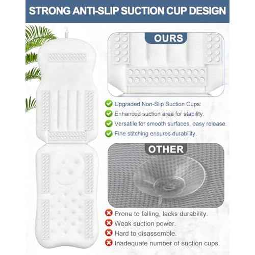 YSJILIDE Full Body Bath Pillow for Bathtub, Spa Bath Pillows for Tub Neck Head Neck Shoulder and Back Support, with Non-Slip Suction Cups/4D Air Mesh