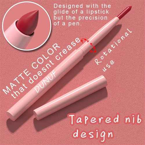 6Pcs Retractable Lip Liner Pencils Set, Mauve Maroon Dark Red Nude Chocolate Brown Plum 6 Rich Pigmented Shades Waterproof & Long-Lasting Creamy Matte Velvet Finish for Shaping & Sculpting Lips (#01)