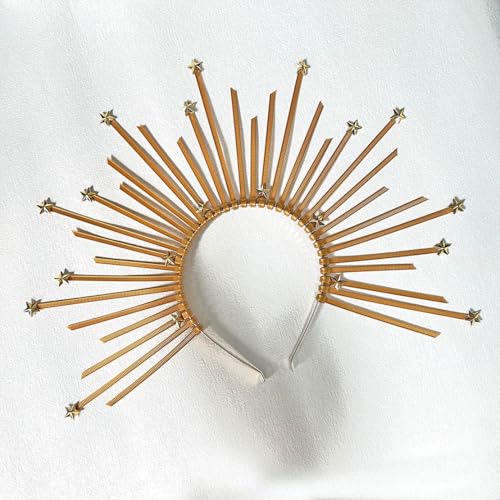 Mary Crown Headband Goddess Spiked Zip Tie Pentagram Hairband Halloween Headdress for Women