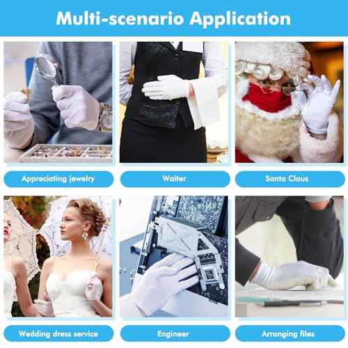 4 Pairs White Gloves, Breathable Cotton Gloves for Dry Hands Sleeping, Reusable White Cotton Gloves for Eczema SPA and Moisturizing Overnight, Washable Work Gloves for Women and Men