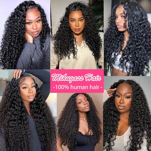 Burmese Curly Clip in Hair Extensions #1B Natural Black Color Curly Clip ins For Women Brazilian Virgin Clip on Hair(22inch,#1B)