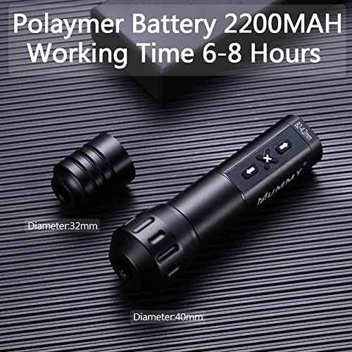 Mummy Rotary Tattoo Pen Machine Kit with Extra 40mm Tattoo Grip and Extra Tattoo Battery Coreless Motor Digital LED Display