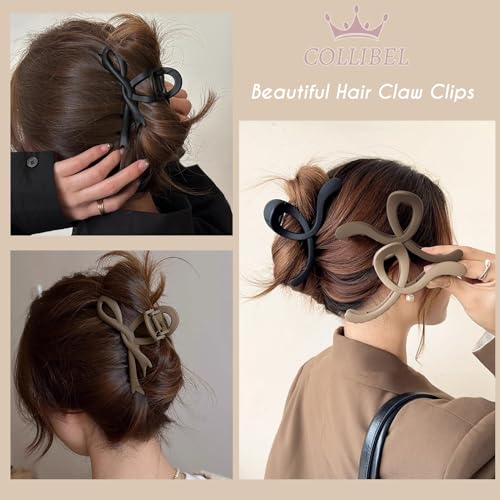 5.2 Inch Extra Large Claw Clips - 6 Pcs for Thick Hair, Women's Matte Bow Ribbon Style Hair Claws