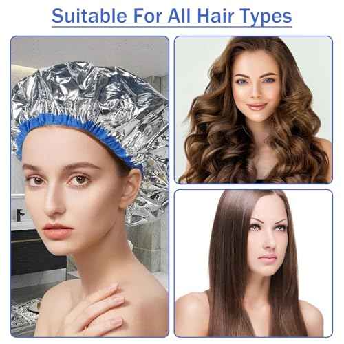 4PCS Aluminum Foil Heat Cap for Deep Conditioning, Waterproof Dustproof Thickened Shower Caps Reusable Heat Cap Processing Caps for Home and Salon Use, Hair Dyeing and Hot Oil Treatment Tools