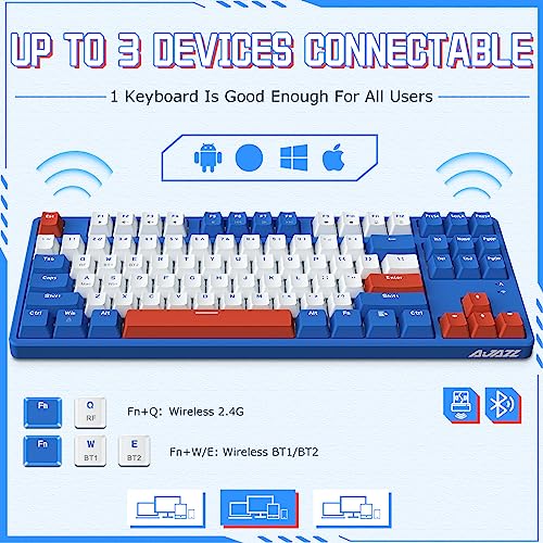 AJAZZ 75% Mechanical Gaming Keyboard,Non-Backlit Wireless Gaming Keyboard Dual Modes BT5.0/2.4G,MX Switch Hot Swappable with Detachable Frame,Compact TKL Keyboard with OEM Keycaps for PC Win Mac Gamer