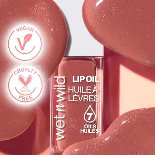 wet n wild Lip Oil - Lightweight, Non-Sticky, Hydrating & Nourishing Formula with 7 Conditioning Oils, Vegan & Cruelty-Free - Cocoa Rose
