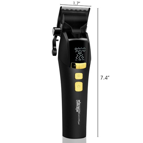 DSP Hair Clipper for Men Professional, Cordless DLC Coated Ceramic Blade, Five-Speed Adjustable 9000RPM, Hair Cutting Tool for Barbers, with Indicator Light Plug and Play, Black