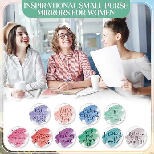 20 Pcs Employee Appreciation Gifts Inspirational Canvas Makeup Bags Compact Mirrors Bulk Cosmetic Bags Portable Mirror Thank You Gifts for Women Christmas Nurse Practitioner (Motivation)