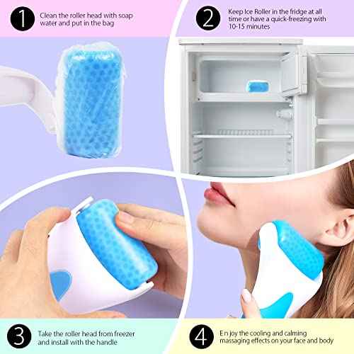 Teenitor Blue Ice Roller for Face, Ice Face Roller, Face Massager Tool, Puffiness Migraine Pain Relief and Minor Injury, Face Roller Skin Care