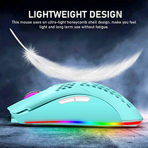 60% Gaming Keyboard and Mouse Combo Samll Mini RGB Backlight Mechanical Feeling and Mechanical RGB 6400 DPI Honeycomb Optical Mouse,Gaming Mouse pad for Gamers and Typists (Green)