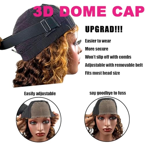 Ombre Bob Wig Human Hair 4/27 Highlight Wear and Go Glueless Wig Deep Wave Curly Honey Blonde Lace Front Bob Wigs 180 Density 12 Inches