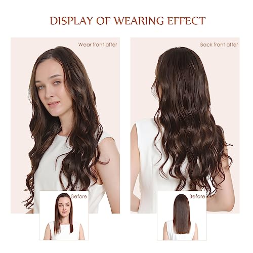 Sisily Clip in Hair Extensions Real Human Hair, 18 inch 150g, Medium Light Brown, 100% Brazilian Remy Human Hair Clip in Extensions Soft Straight 7pcs Per Set with 16 Clips Double Weft