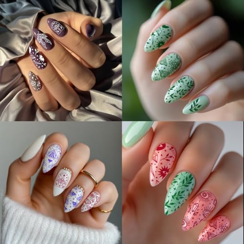 PH PandaHall 3pcs Tarot Nail Art Stamping Plate, 63 Pattern Fantasy Moth Nail Stamper Fantasy Elements Nail Stamping Plate Print Nail Stencils Stainless Steel Nail Image Plates for Nail Art Design