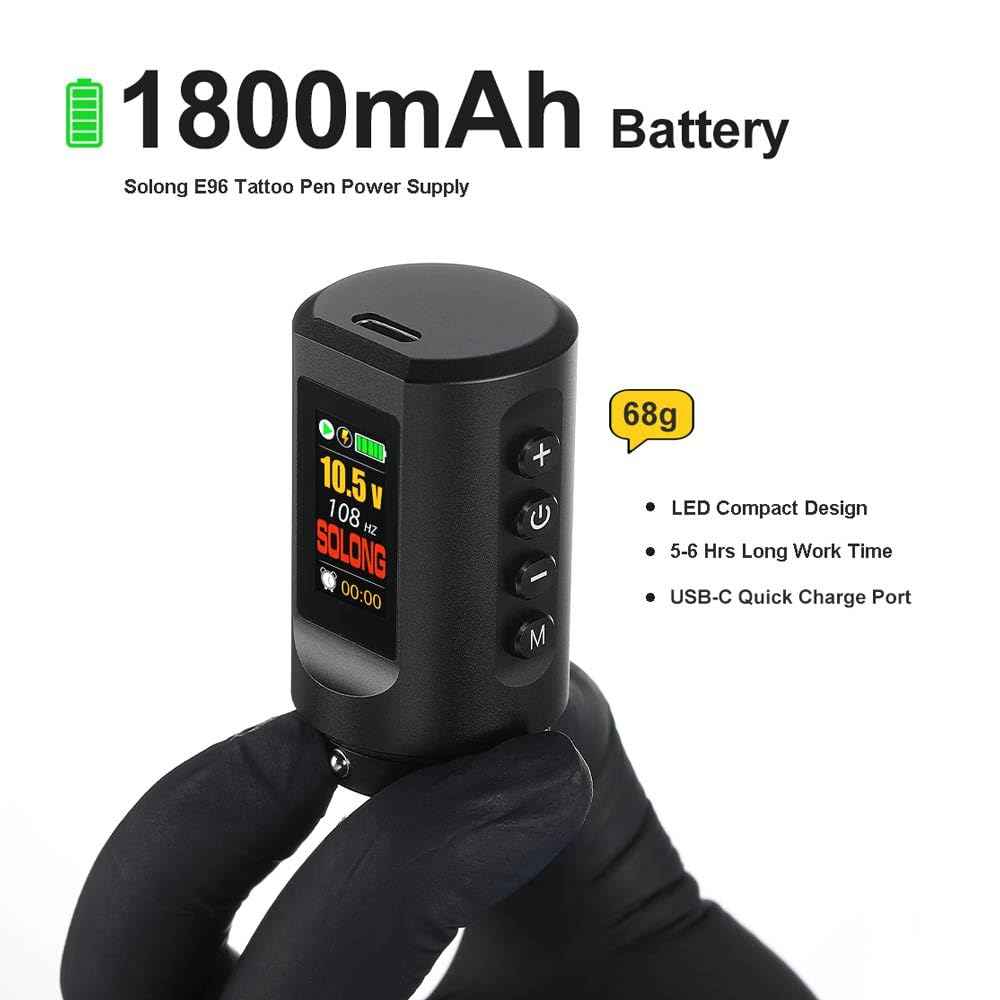 Nazzor Tattoo Kits Tattoo Machine with 1800mAh LED Display 40PCS Needles and 14 Ink Black