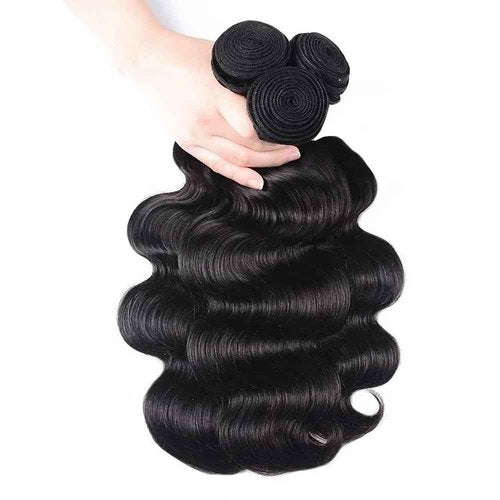 Human Hair Bundles Body Wave 3 Bundles 12 14 16 Inch Human Hair for Black Women100% Unprocessed Brazilian Virgin Hair Deals Quick Weave Hair Natural Color