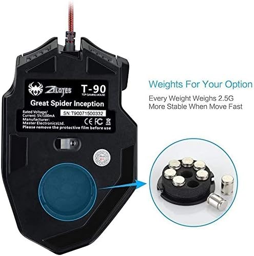 Zelotes Wired Gaming Mouse, 9200DPI, 8 Programmable Buttons, USB Optical Ergonomic Mouse, Corded Computer Mouse, Mouse Gaming for PC, Mac, Black
