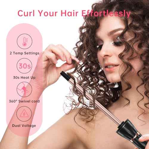 HIRAY 3/8 Inch Curling Iron,9mm Tiny Curling Wand,Ceramic Small Barrel Curling Iron with Adjustable Temperature,Fast Heating,for Short & Long Hair
