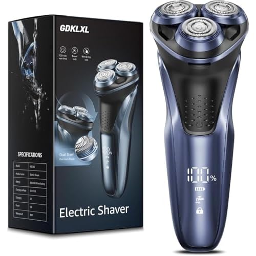 Electric Razor for Men, Electric Shaver for Men Face, with Pop Up Trimmer Waterproof Wet Dry Rechargeable Shaver ??Neon Blue??