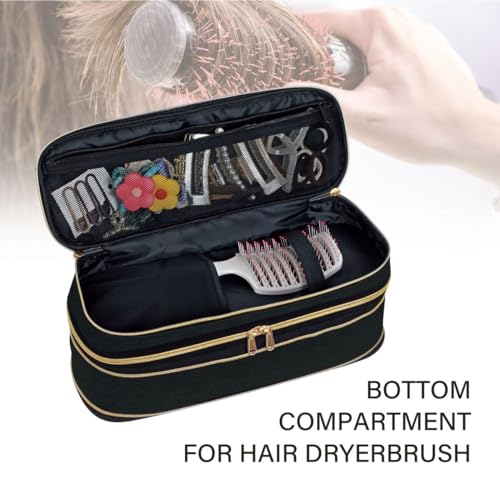 Hair Dryer Travel Carrying Case, Curling Iron Storage Bag, Slim Expandable Handheld Dual-Layer Travel Storage Bag for Dryer/Hair Tool Organizer/Style Organizer