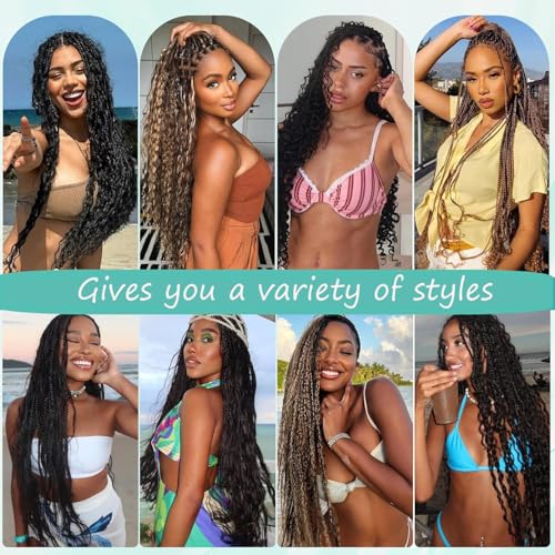 Human Braiding Hair for Boho Braids 200g 22 Inch Curly Boho Hair for Braiding Deep Wave Human Hair Extensions Knotless 12A Bulk Bohemian 5 Bundles/Pack Natural Color