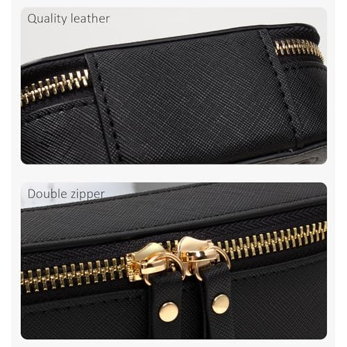 LETGO Clear Makeup Bags Set - TSA Approved Toiletry Bag with Handle Large Opening, Clear Toiletry Bags Case Pouch for Traveling Travel Car Orangizer Storage Essentials (Mini+Large Black)