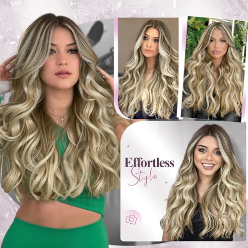 Invisible Hole Weft Human Hair Extensions Micro Link Hair Extensions 9A/P60 Highlight Blonde Glueless Skin Weft Human Hair Extensions Seamless No Tape In Hair Extension for Women (70g 8Pcs,18 Inch)