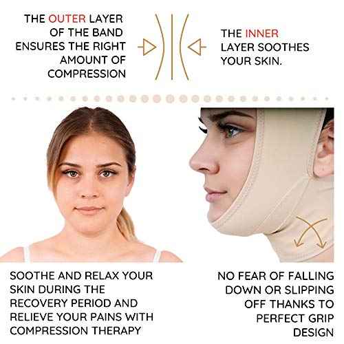 IKIDO Post Surgery Neck and Chin Compression Garment Wrap Bandage for Women, Face Slimmer