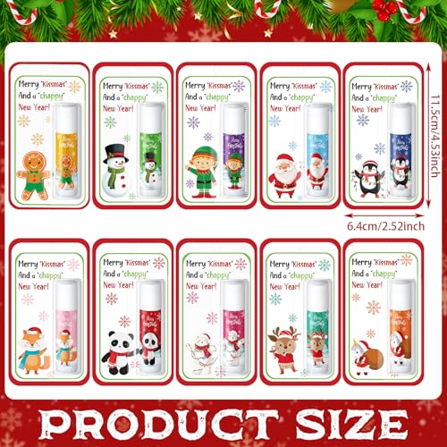 100 Pack Christmas Lip Balms Bulk Christmas Party Gifts Favors Stocking Stuffers Holiday Lip Balms Employee Staff Team Appreciation Gifts Thank You for Teacher Coworkers (Cute)