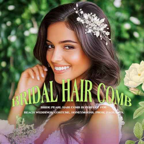 JEAIRTS Crystal Hair Comb Silver Bridal Pearl Headpiece Wedding Hair Accessories for Women