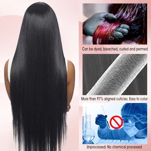 Human Hair Bundles,Straight 4 Bundles 12 14 16 18 Inch,16A Bundles Human Hair,100% Unprocessed Virgin Brazilian Hair Extensions Double Weft, Quick Weave Sew In Hair Bundle