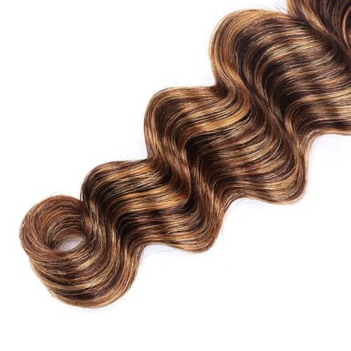 4/30 Human Hair Bundles Brown Deep Wave Bundles 22 24 26 inch Highlight Bundle Human Hair Ombre Brown Bundle