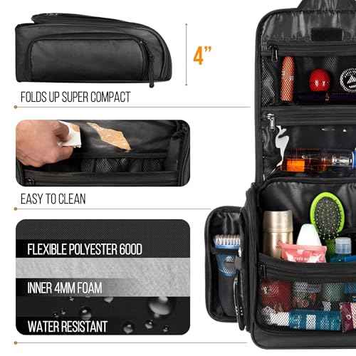 Travel Toiletry Bag for Men and Women - (10.6¡±x10.6¡±x3.2¡±) Large Hanging Toiletry Organizer - Waterproof Hygiene Bag with Metal XXL Swivel Hook, with Sturdy Zippers and 19 Compartments for Toiletries