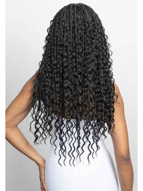 Janet Collection Melt Lace Front ENCORE LAVIE Wig – 28" BOHO BOX Braid Wig – HD 360 Lace 13x6 Free Parting – Human Hair Blend UNIMIX – Pre-Braided Glueless Protective Style
