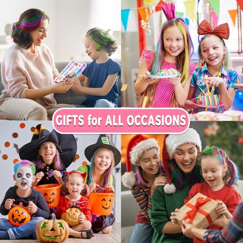 Hair Chalk 12 Color, Hair Chalk for Girls, Washable Hair Color Dye for Girls,Age 4 5 6 7 8 9 10 New Year Birthday Cosplay DIY -PINK