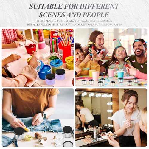 SATINIOR 36 Pieces 1 oz Plastic Jars with Lids Wide Mouth Airtight Reusable Container Acrylic Cosmetic Small Jars for Lotions Ointments Travel Toiletries Creams Make up Storage(Black)