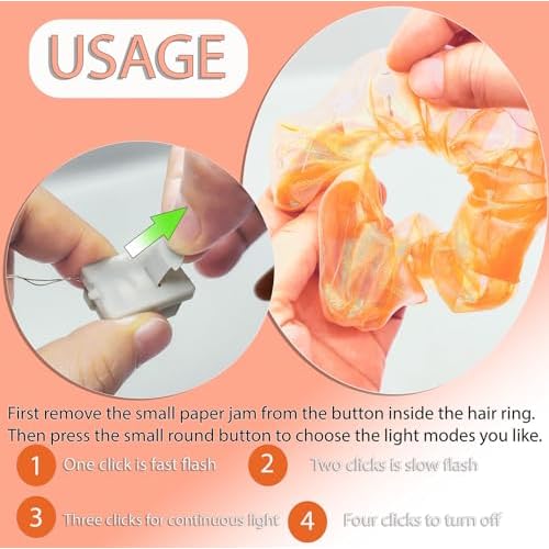 12 Pcs LED Scrunchies 3 Light Modes Elastic Glow Hair Ties Suitable for Neon Parties Light up Hair Scrunchies for Women