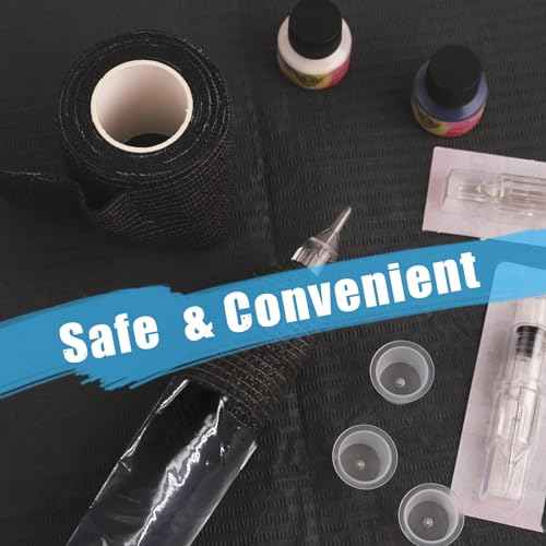 200PCS Pen Covers with 4PCS Grip Tape - CINRA Machine Cover Bags Black Tattoo Pen Covers Sleeves with Black Grip Cover Wrap Self-Adherent Tape Plastic Covers for Tattoo Machine Tattoo Supplies