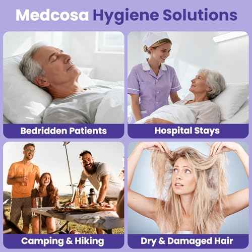 Medcosa Shampoo Caps No Rinse - Shampoo Caps for Bedridden Patients - Hassle-Free Hair Washing Cap for Elderly - Aloe, Vitamin E, Chamomile - 5-Pack