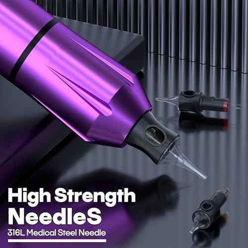 POSEIDON Wireless Rotary Tattoo Machine Kit with 20 Tattoo Cartridge Needles & Ink Set | Professional Portable Tattoo Pen Gun for Beginners | Complete Starter Supplies (TK201)