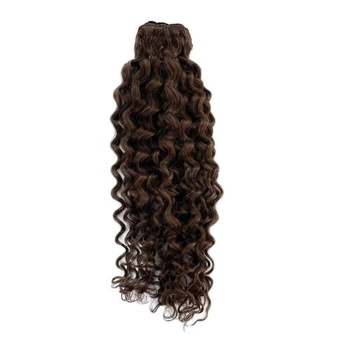 Sew in Hair Extensions Real Human Hair 24 Inch 120G Curly Weft Extensions Real Remy Hair Color #4 Chocolate Brown Deep Wave Hand Tied Weft Hair Extensions Human Hair for Women Wavy Human Hair Bundles