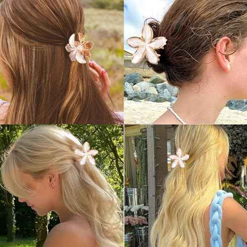 3Pcs Plumeria Hair Clip Hawaiian Flower Hair Clips for Women Flowers Claw Clips Hibiscus Claw Clip Frangipani Hair Clips for Summer Beach Headwear Flower Hair Accessories