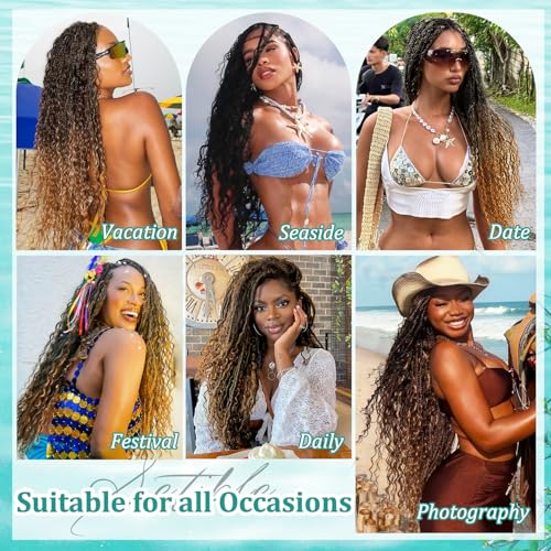 Ombre Human Braiding Hair for Boho Braids 22 Inch 120g Deep Wave Bulk Boho Human Hair for Braiding Curly Knotless Bohemian Braids 12A 100% Brazilian Virgin No Weft Extensions 3 Bundles/Pack T1B/30