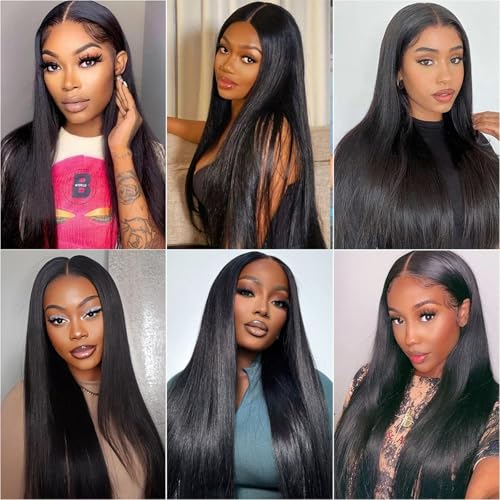 Straight Bundles Human Hair 20 22 24 Inch 100% Unprocessed Brazilian Virgin Hair 3 Bundles Human Hair Trippy Hair Bundle Extension for Black Women Natural Color